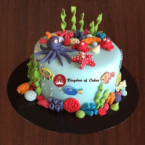 Discover this underwater world with this one layer blue sea cake. This one layer cake is decorated with so many little creatures. Celebrate your child’s birthday with this cake & make this special day memorable. Delivery across Delhi NCR Visit website www.kingdomofcakes.in for more unique designs or call our helpline number +91 9999 81 2200 to discuss your customized cake Underwater Birthday Cake, One Layer Cake, Underwater Birthday, World Cake, One Layer Cakes, Sea Cake, Customized Cake, 18th Cake, Sea Cakes