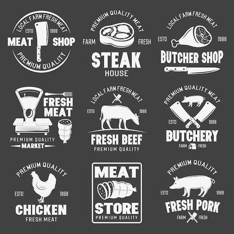 Meat Store, Meat Restaurant, Cow Logo, Chicken Logo, Meat Shop, Hipster Logo, Farm Logo, Butcher Shop, How To Grill Steak