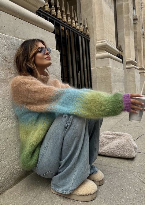 Multicolored Sweater, Cozy Slippers, Cozy Day, Fluffy Sweater, Soft Autumn, Fuzzy Slippers, Just Style, Slippers Cozy, Shades Of Brown