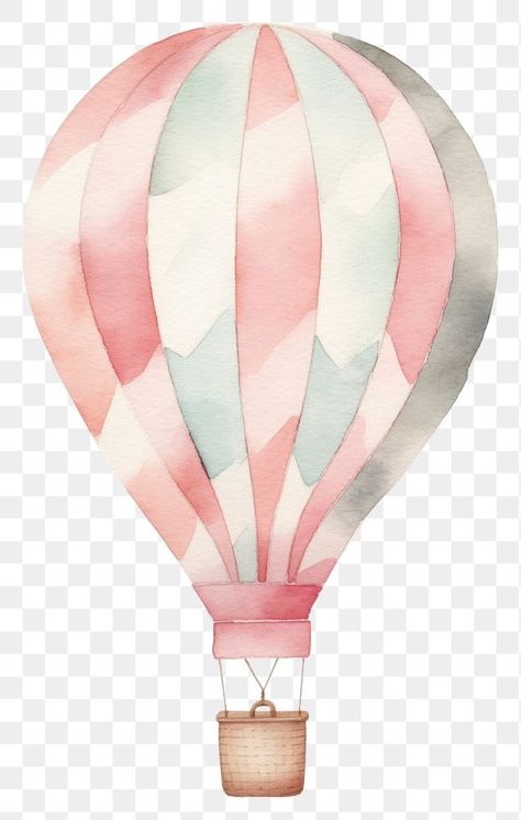 Car Watercolor, Balloon Basket, Cute Watercolor, Png Text, Free Design Resources, Hot Air Balloon, Air Balloon, Hot Air, Watercolor Illustration