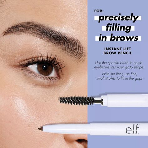 Best Eyebrow Pencil - Instant Lift Brow Pencil | e.l.f. Cosmetics Brown To Black Hair, Deep Black Hair, Best Eyebrow Pencils, Filling In Eyebrows, Medium Brown Hair, Fill In Brows, Instant Lifts, Vitamins For Hair Growth, Waxed Eyebrows