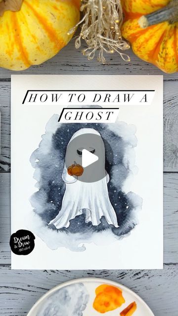 DRAWING TUTORIALS🔹WATERCOLOR🔹SKETCHING | Let’s draw a ghost and prepare for a 🕸️🎃spooky season🧡☺️  🎨 Also join my free demo course for beginners via the link in my BIO👉... | Instagram Watercolor Ghost Tutorial, Watercolour Ghost, Watercolour Sketching, Draw A Ghost, Ghost Watercolor, Spooky Watercolor, Ghost Tutorial, Patreon Art, Creative Halloween Decorations