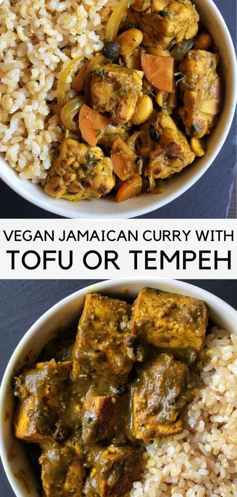 Caribbean Spices, Vegan Jamaican, Jamaican Recipe, Curry Tofu, Vegan Curry Recipes, Hearty Stew, Tofu Curry, Jamaican Curry, Tofu Recipes Vegan