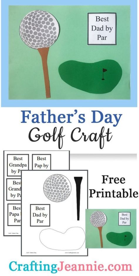 Diy Father’s Day Card Golf, Fathers Day Golf Crafts, Father’s Day Golf Craft, Golf Fathers Day Gifts From Kids, Golf Handprint Craft, Golf Crafts For Kids, Boy Scout Crafts, Nanny Ideas, Grandparents Activities