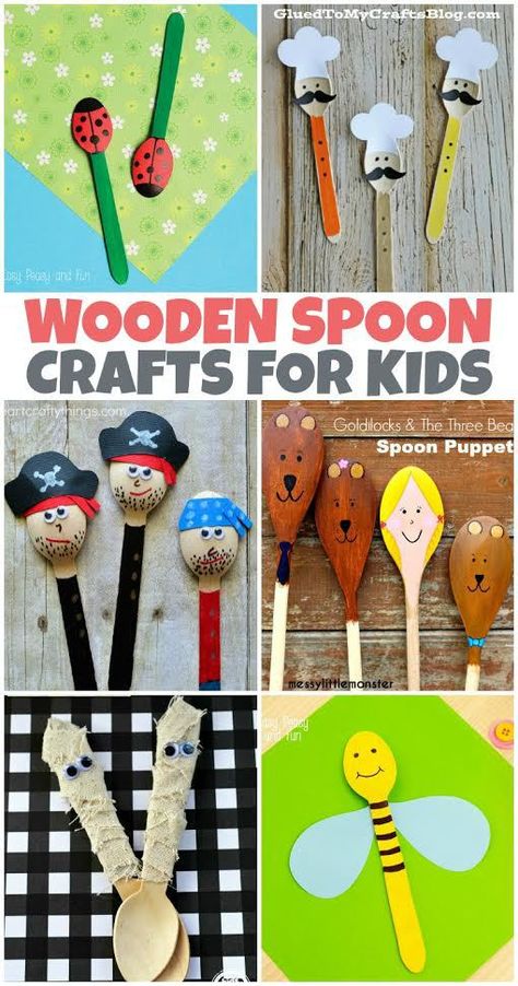 Spoon Crafts For Kids, Wooden Spoon Crafts, Kids Craft Ideas, Spoon Craft, Pirate Crafts, Spoon Crafts, Spoon Art, Bee Crafts