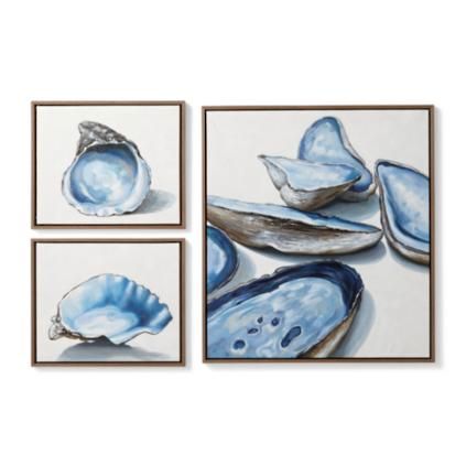 Oyster Handpainted Oil on Canvas | Frontgate Coastal Aesthetic, Coastal Colors, Copper Art, Oyster Shells, Outdoor Wall Art, Shop Wall Art, Plant Illustration, Mirror Wall Art, Canvas Paintings