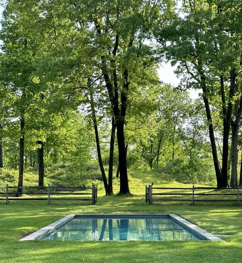 Farm With Pool, Country Pool Landscaping, Pool On A Farm, Pool In Garden Aesthetic, Aesthetic Big Backyard With Pool, Swimming Pool Countryside, Country Pool, Gate House, Garden Pool