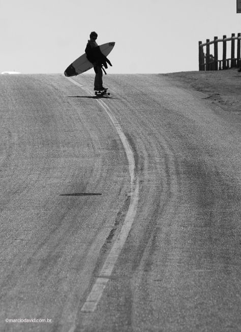 skate | surf | ride | chill | awesome | black & white | skater | ride… Surfboard, A Man, Skateboard, Road