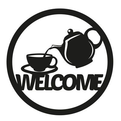 Round Welcome Sign, Tea Sign, Steel Sheets, Laser Cut Steel, Metal Art Decor, Whistling Tea Kettle, Laser Engraved Ideas, Dining Room Art, Coffee Store