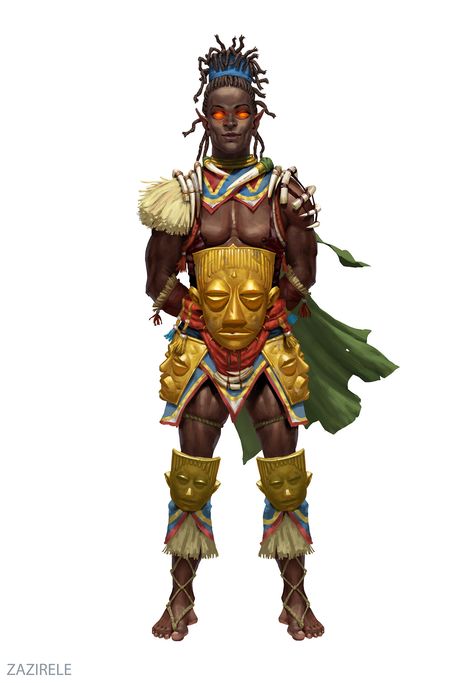 ArtStation - Characters created for Paizo African Warrior Character Design, Sun Elf, Dnd Board, Warrior Character, African Warrior, Wild Savannah, D D Races, Black Superheroes, African Mythology