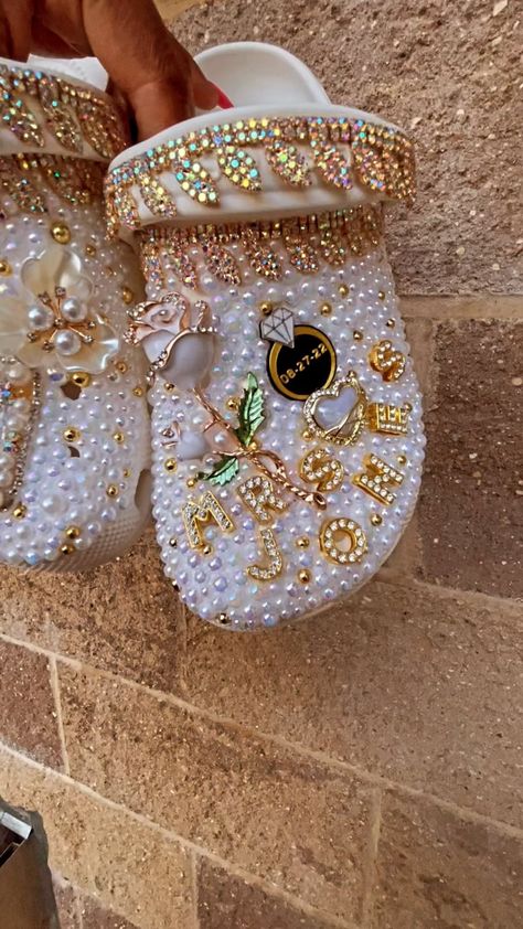 Glam Crocs, Baddie Crocs, Blinged Crocs, Wedding Crocs, Bedazzled Crocs, Designer Crocs, Pearl Sneakers, Indian Footwear, Women Sketch