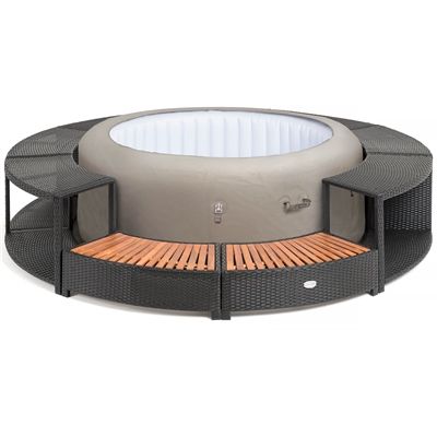 Lay-Z-Spa Universal Rattan Hot Tub Surround 180cm Round CampingWorld.co.uk Backyard Getaway Ideas, Hot Tub Surround Ideas, Tub Surround Ideas, Round Spa, Landscaping Hacks, Round Hot Tub, Hot Tub Surround, Tub Deck, Backyard Getaway