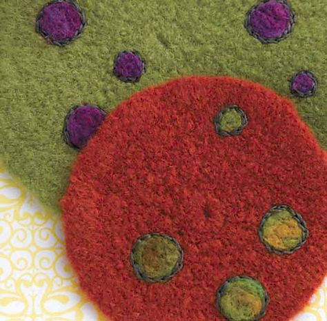 Ravelry: Felted Trivet & Coasters pattern by Mags Kandis Felted Wool Trivet Diy, Felted Trivet, Trivets Diy, Wool Felt Coasters, Coasters Pattern, Felted Crochet, Felt Stories, Felt Coasters, Crochet Coaster Pattern