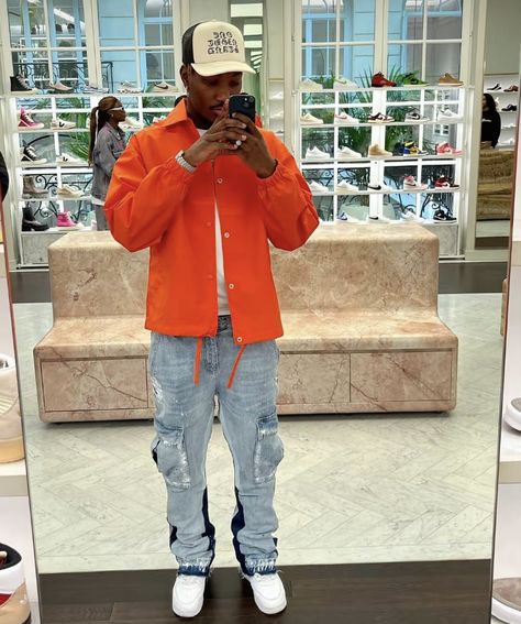 Jordan 3 Outfit Men, Orange Outfit Men, Jordan 3 Outfit, Mens Outfits Dressy, Clean Outfits, Outfit Informal, Black Men Fashion Urban, Black Outfit Men, Stefon Diggs