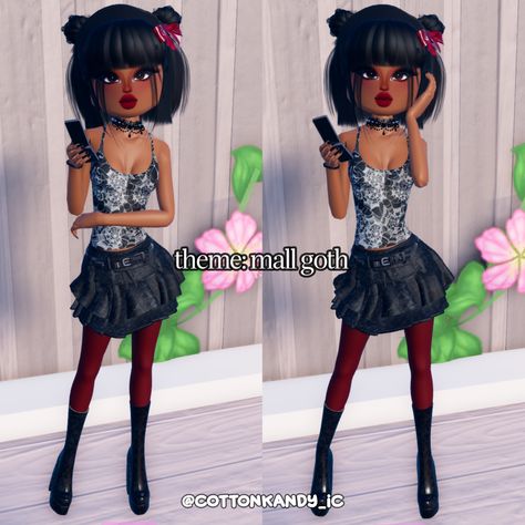 dress to impress theme mall goth outfit inspo no vip Mall Goth Dress To Impress Outfit, Mall Goth Dress To Impress, Mall Goth Dress, Mall Goth Outfits, Goth Outfit Inspo, Goth Outfit, Dti Outfits, Goth Dress, Fit Ideas