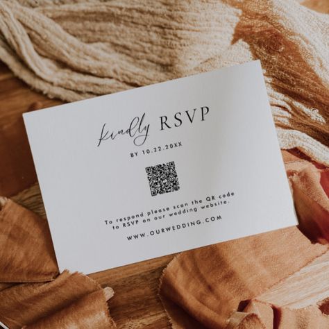 Minimalist Black & White Wedding QR Code RSVP Card Qr Code On Wedding Invitation, Rsvp Wedding Cards Qr Code, Rsvp Qr Code, Wedding Qr Code, Rsvp Website, Wedding Hacks, Timeless Wedding Invitations, Wedding Content, Wedding Invitation Rsvp