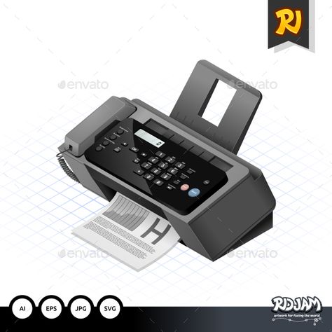 Isometric Fax Machine Fax Machine Drawing, Machine Drawing, Fax Machine, Icon Illustration, Logo Icons, Vector Graphics, Typography Design, Adobe Illustrator, Illustration Design