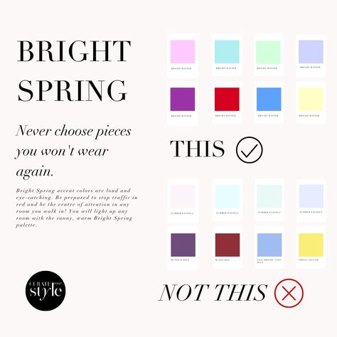 The Bright Spring Palette | Curate Your Style Bright Spring Palette, Clear Spring Palette, True Spring Colors, Complexion Colors, Allergy Season, Pocket Full Of Sunshine, True Spring, Color Symbolism, Color Mixing Chart