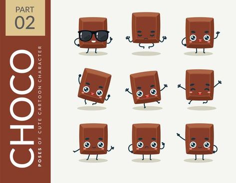 Chocolate Character, Cartoon Chocolate, Images Of Chocolate, Cartoon Faces Expressions, Doodle Characters, Character Cartoon, Vector Cartoon, Freepik Design, Cartoon Faces