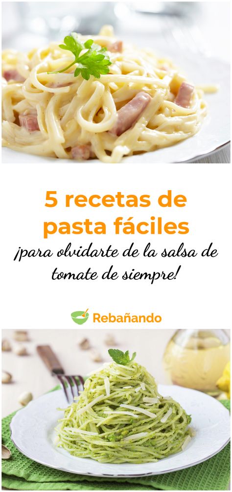 5 recetas de pasta super fáciles y rápidas #receta #recetas #pasta #recetasdepasta #platosdepasta #espaguetis #spaghetti #italianfood Fast Pasta Recipes, Creamy Avocado Pasta, Spaghetti Recipes Easy, Pasta Italiana, Avocado Pasta, Tomato Pasta Sauce, Alfredo Pasta, Spaghetti Recipes, Easy Pasta Recipes