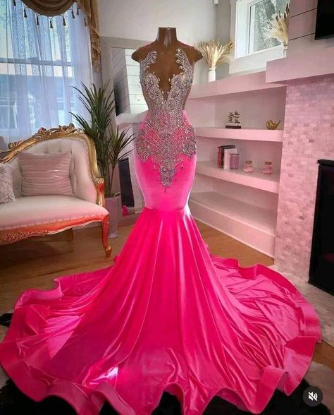 Crystal Birthday Party, Diamond Prom Dresses, Hot Pink Prom Dress, Crystal Birthday, Pink Evening Gowns, Birthday Party Dresses, Chic Garden, Prom Inspiration, Bohemian Rustic