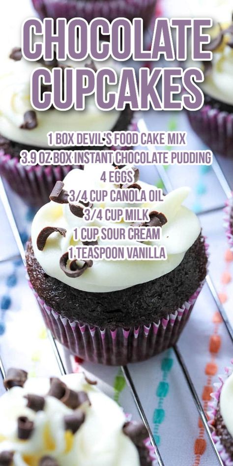 Cupcake Recipes Using Box Mixes, Chocolate Cupcake From Box Cake Mixes, Upgrade Box Cupcakes, Chocolate Cupcakes From Box Instant Pudding, Make Boxed Cupcakes Better, Chocolate Cake Mix Cupcakes Doctored, Box Chocolate Cupcakes, What To Add To Chocolate Box Cake, Make Chocolate Cake Mix Better