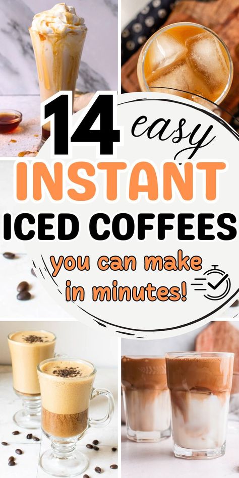 When you need an icy cold coffee fast, there's nothing better than an instant iced coffee. Discover easy instant iced coffee recipes you can make at home in these DIY iced coffee with instant coffee recipes. From a simple iced coffee to delicious flavored coffee drinks, there are so many ways to make instant iced coffee at home! Instant Coffee Drink Recipes, How To Make Best Coffee, Diy Instant Coffee Recipes, Flavored Instant Coffee Mixes, Meal Prep Iced Coffee, Quick And Easy Iced Coffee Recipe, Easy Instant Coffee Recipes, Easy Coffee Drinks Recipes At Home, Flavored Iced Coffee Recipes