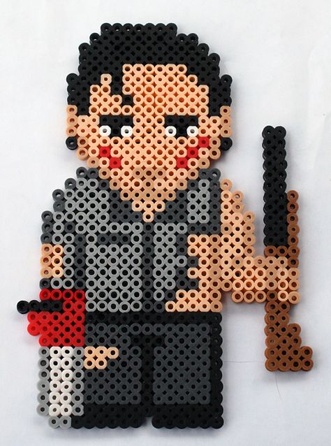 Army of Darkness's Ash by ThePlayfulPerler on DeviantArt Saw Perler Beads, Horror Perler Beads, Horror Perler, Pixels Film, Army Of Darkness, Perler Projects, Hamma Beads Ideas, Perler Creations, Graph Patterns