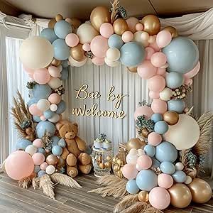 Gender Reveal Balloon Arch Kit, Dusty Pink and Blue Balloons Chrome Gold Sand White Balloons for Gender Reveal Boho Bachelorette Birthday Baby Shower Bridal Bear Theme Decorations Bear Theme Decorations, Gender Reveal Balloon Arch, Boho Bachelorette, Inflatable Party Decorations, Balloon Arch Kit, Gender Reveal Balloons, Gender Reveal Cake, Gold Sand, Bear Theme