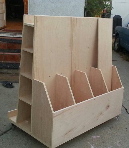 Wood Storage Cart, Lumber Storage Rack, Luminaria Diy, Wood Cart, Plywood Storage, Lumber Rack, Wood Storage Rack, Lumber Storage, Garage Tool Storage