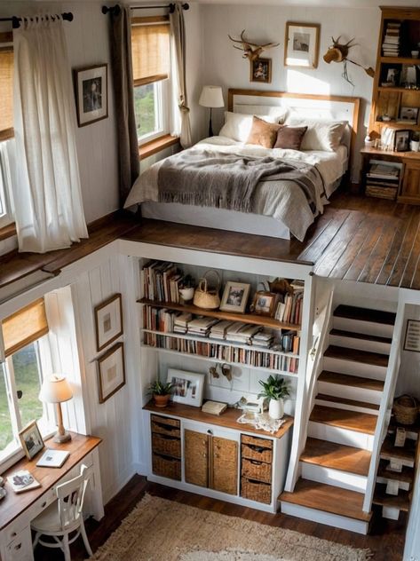 Tiny House Loft, Tiny House Inspiration, Dream House Rooms, Tiny House Interior, Tiny House Cabin, Bedroom Loft, Tiny House Living, Dream House Interior, Tiny House Plans