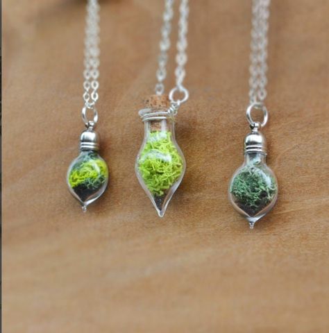 This real moss pendant necklace makes for a pretty nature lovers gift for someone special. It will be great for spring and all jewelry comes in a nice box for gifting. Thinking of mixing two moss colors together? Choose your moss colors checkout. If you want it wrapped in copper like in one of the photos let me know in a note. Please view all of the photos for details and choose your chain length at checkout. I have another moss necklace in my shop, so check it out. Choose your chain length at c Moss Forest, Moss Jewelry, Plant Necklace, Moss Necklace, Forest Necklace, Miniature Terrarium, Canadian Jewelry, Infinity Engagement Ring, Plant Jewelry