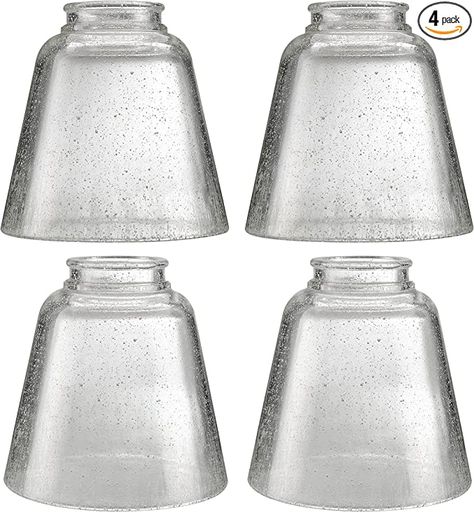 Aspen Creative 23174-60-4, Transitional Clear Ceiling Fan Replacement Glass Shade, 2-1/8" Fitter, Size: 4-3/4" D x 4-3/4" H, 4Pcs/Pack - - Amazon.com Ceiling Fan Light Cover, Replacement Glass Shades, Ceiling Fan Shades, Affordable Lighting, Ceiling Fan Light Kit, Portable Lamps, Chandelier Shades, Glass Replacement, Fan Light