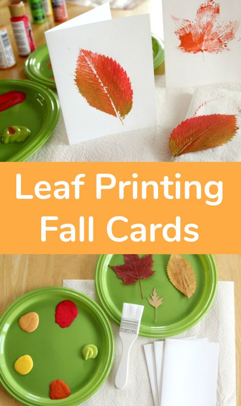 be fun to paint and stamp the Fall Leaf Cards, Rudens Dekori, Leaf Activity, Paint Activities, Montessori Shelves, Leaf Printing, Room Decor Crafts, Home Decor Diy Crafts, Leaf Man