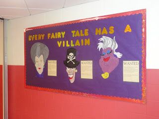 Disney  Villainesses Bulletin Board-Fairy Tales Story Walk 2012 -attach Wanted signs of the crime and description of the villainess. STUDY OF VILLAINS possible diea for Mock Trial; or wax museum Lorax Bulletin Board, Pixar Classroom, Earth Day Bulletin Board, Mock Trial, Peach Pit, Ra Ideas, Fairytale Stories, Wax Museum, Library Lessons