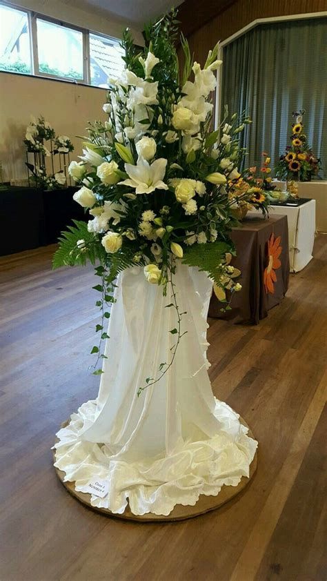 Palm Sunday Altar Arrangement | Church Flower Arrangements Wedding Church Flowers, White Flower Arrangement, Home Flower Arrangements, Church Wedding Flowers, Altar Arrangement, Large Floral Arrangements, Altar Flowers, Large Flower Arrangements, Church Wedding Decorations