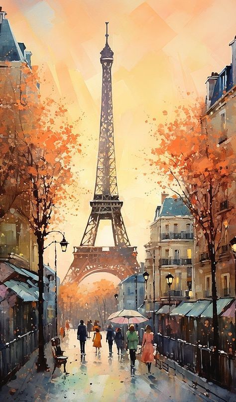 Paris Art Painting, Paris Landscape, France Painting, Eiffel Tower Painting, Paris Painting, Paris Wallpaper, Watercolor Architecture, Paris Pictures, City Painting