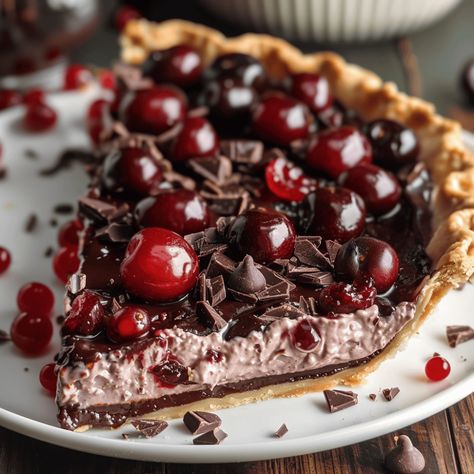 Chocolate Cherry Delight Pie - Recipes, Tasks & Tools Chocolate Strawberry Pie, Chocolate Cherry Tart, Chocolate Cherry Pie, Cherry Pie Filling Recipes, Chocolate Pie Crust, Chocolate Pudding Desserts, Cherry Muffins, Chocolate Deserts, Cookie Shop