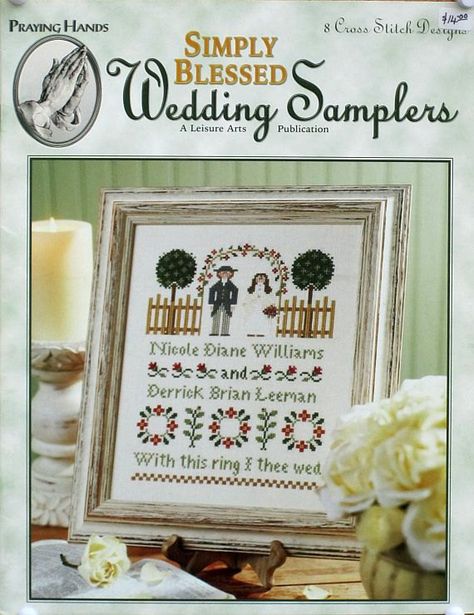 with date instead of vow - Simply Blessed Wedding Samplers by Praying Hands Leisure Arts. $10.00, via Etsy. Marriage Cross Stitch, Wedding Sampler Cross Stitch, Wedding Sampler, Wedding Blessing, Simply Blessed, House Blessing, Wedding Cross Stitch, Wedding Cross, Stitch Shop