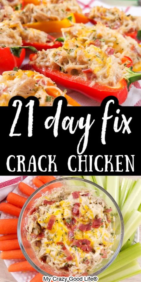 This Crack Chicken is a healthy 21 Day Fix friendly recipe that is perfect as an appetizer or for an easy lunch or dinner. It's also great to have in the fridge for meal prep. Bring this healthy crack chicken to the next summertime BBQ as a dip or stuffed in peppers!   21 Day Fix | Healthy Snacks | Summer Recipes | Summer BBQs | Holiday Recipes | Cooking Tips Snacks Summer, Chicken Instant Pot, Fixate Recipes, For Dinner, 21 Day Fix Meal Plan, Pot Recipes Healthy, Healthy Chicken Recipes Easy, Beachbody Recipes, Macro Friendly Recipes