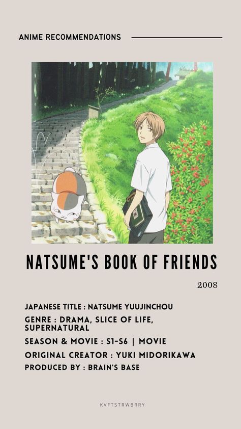 must watch !! Slice Of Life Books, Book Of Friends Anime, Slice Of Life Manga, Rekomendasi Film, Manga Recommendations, Natsume's Book Of Friends, Friends Anime, Slice Of Life Anime, Japanese Titles