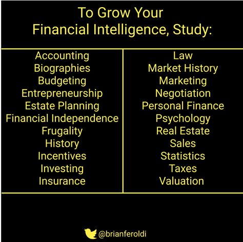 Grow Your Financial Intelligence Financial Intelligence, Finance Lessons, Stock Market Quotes, Personal Finance Lessons, Business Checklist, Money Management Advice, Estate Planning, Financial Education, Successful Women