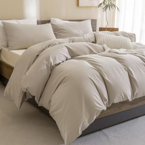 PRICES MAY VARY. 【100% Cotton Queen Comforter Set Includes】1 solid linen color bedding comforter (90''×90''), 2 matching pillowcases (20''×30''). 【100% High Quality Cotton 】Ultra soft 600 thread count washed cotton material lightweight comforter set queen. Natural,comfortable, never pilling,machine washable & wick away moisture to keep you comfortable throughout the night. Good to be a gift for Mother's Day,Father's Day,Chirsmas Day,Thanksgiving Day and New Year. 【Expert Craftsmanship & Durable Light Brown Bed Comforter Sets, Oversized Comforter Queen, King Suze Bedding, Light Beige Comforter Bedroom, Chocolate Comforter Set, King Size Cotton Comforter, Cream Bedding Comforter, Bed Comforter Tan, King Size Bedding Amazon