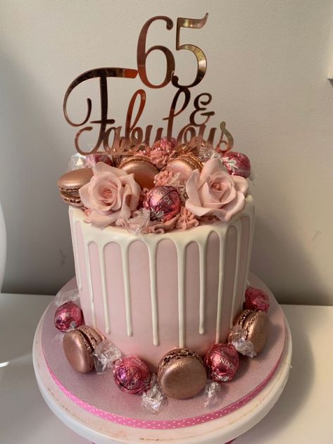 65 Cake Birthday, 65th Birthday Cake For Mom, 65 Birthday Ideas For Mom, Birthday Cake Rose Gold, Rose Gold Drip Cake, 65th Birthday Cake, Drip Birthday Cake, 29th Birthday Cakes, Gold Drip Cake