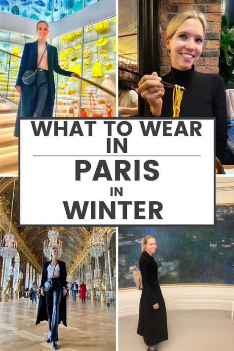 After traveling to Paris during the winter a ton, I'm an expert on what to pack for Paris in winter. Lucky for you, I’m about to reveal all my tips and tricks! Winter Outfits For Paris, Paris In Winter Outfits, Paris Winter Street Style, Paris Winter Style, Winter In Paris Outfit, Winter Paris Outfits, Paris Travel Wardrobe, Paris Winter Fashion, What To Pack For Paris