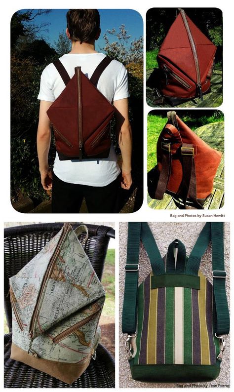 Andrea's Rucksack- in 2 Backpack Sizes by RLR Creations - Craftsy Triangle Backpack, Backpack Pattern Sewing, Backpack Sewing, Pouch Sewing, Sewing Easy Diy, Sewing School, Modern Bag, Diy Bags Purses, Backpack Pattern