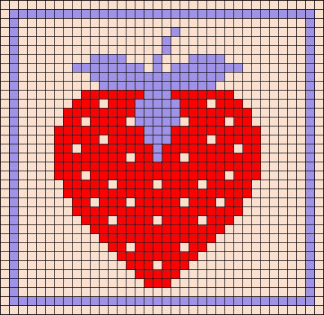 Alpha pattern #132716 | BraceletBook Crochet Intarsia Charts, Pixel Chart Pattern, Simple Grid Crochet, Tapstery Crochet Pattern, Strawberry Crochet Graph, Alpha Patterns Strawberry, Simple Grid Pattern Crochet, Cute Pixel Art Crochet, Crochet Graphics Pattern