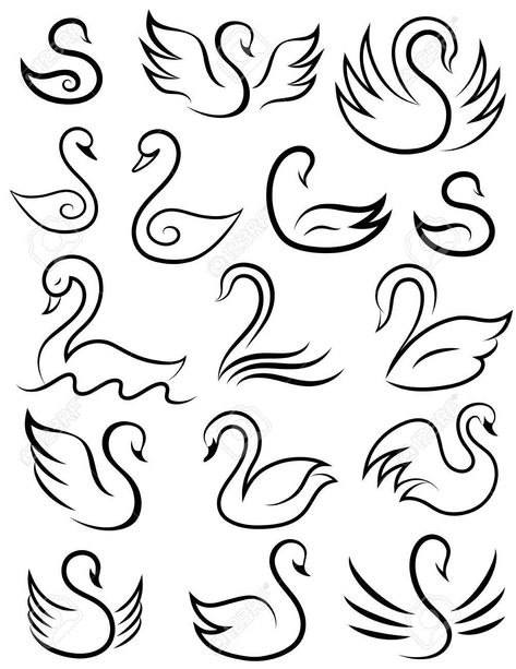 Swan Drawing, Swan Tattoo, Swans Art, Easy Doodles Drawings, Mini Drawings, Simplistic Tattoos, Art Drawings For Kids, Bird Drawings, Mini Tattoos