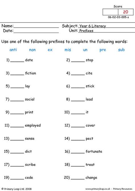 PrimaryLeap.co.uk - Prefixes 1 Worksheet Year 6 English, Punctuation Activities, Prefix Worksheet, Free Handwriting Worksheets, Antonyms Worksheet, Magic E Words, Handwriting Worksheets For Kids, 1 Worksheet, Chemistry Worksheets