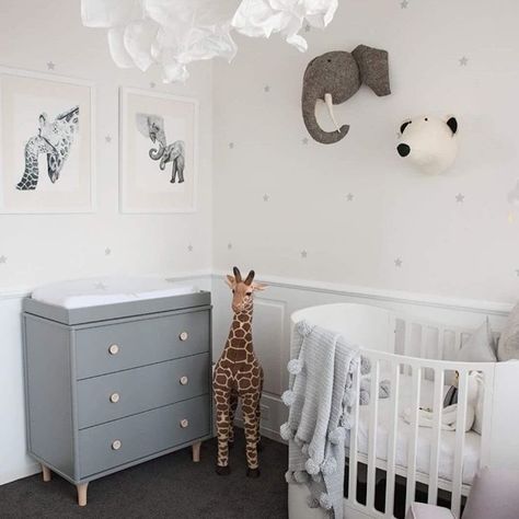 Reach for the stars or the savannah! ⭐ This weeks nursery inspo featuring Leander Cot in white & Babyletto Lolly Dresser in Grey let's you do both! _ #reachforthestars #animalnursery #nurseryinspo #nurserydecor #nurserystyle #nurseryfurniture #cot #babycot #crib #babycrib #dresser #babysleep #baby #babylove #babygear #babystore #babyvillagestore #babyletto #leander #repost @rozalia_russian | @leander.furniture | @babyletto | @danish_by_design | @ubabub Nursery Grey, Grey Nursery Boy, Grey Crib, Grey Nursery, Baby Sleep Problems, Grey Furniture, Nursery Inspo, Gender Neutral Nursery, Baby Bedroom